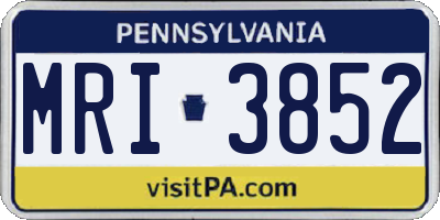 PA license plate MRI3852