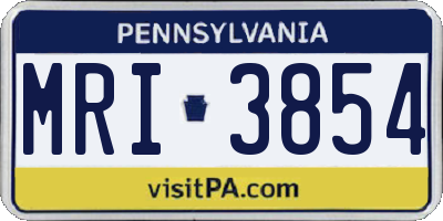 PA license plate MRI3854