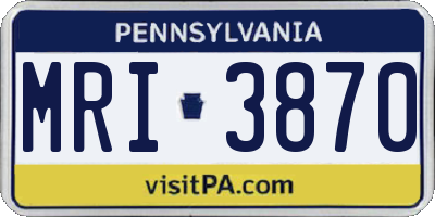 PA license plate MRI3870