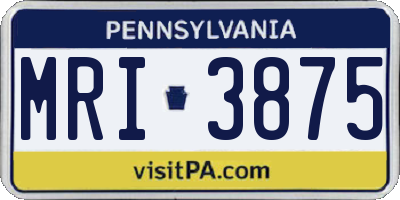 PA license plate MRI3875