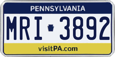 PA license plate MRI3892