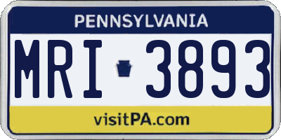 PA license plate MRI3893