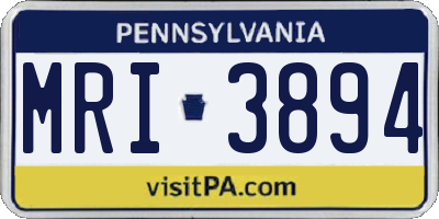 PA license plate MRI3894