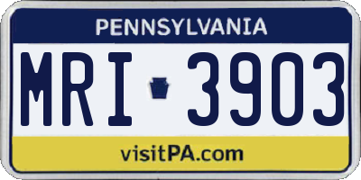 PA license plate MRI3903