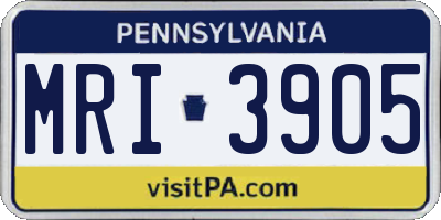 PA license plate MRI3905
