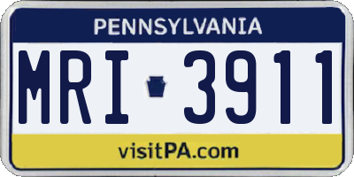 PA license plate MRI3911