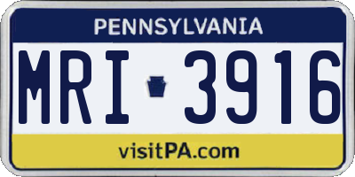 PA license plate MRI3916