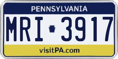 PA license plate MRI3917