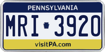 PA license plate MRI3920