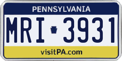 PA license plate MRI3931