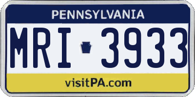 PA license plate MRI3933