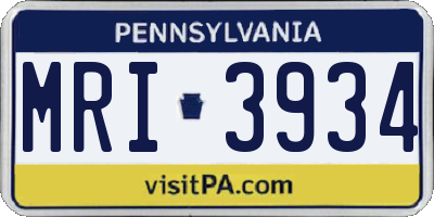 PA license plate MRI3934