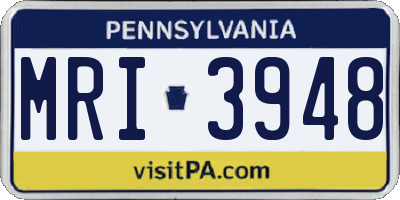 PA license plate MRI3948