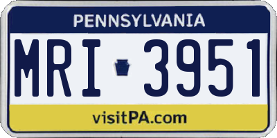 PA license plate MRI3951