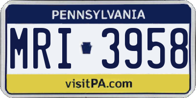 PA license plate MRI3958