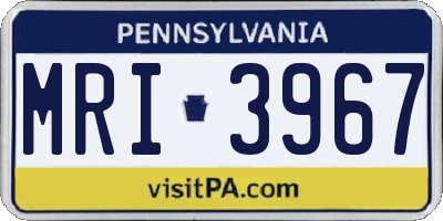 PA license plate MRI3967