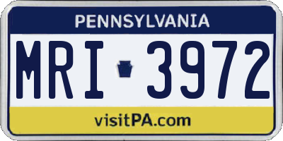 PA license plate MRI3972