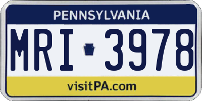 PA license plate MRI3978