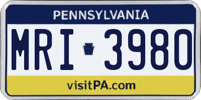 PA license plate MRI3980