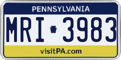 PA license plate MRI3983