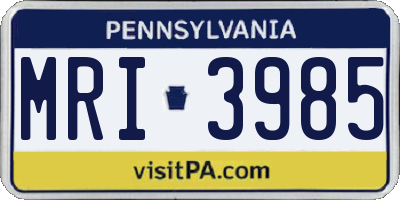 PA license plate MRI3985