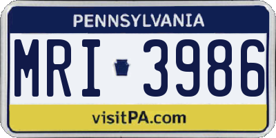 PA license plate MRI3986