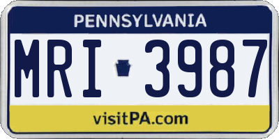 PA license plate MRI3987