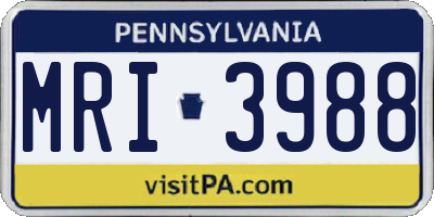 PA license plate MRI3988