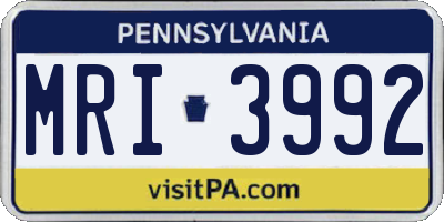PA license plate MRI3992