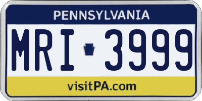 PA license plate MRI3999