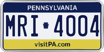 PA license plate MRI4004