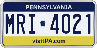 PA license plate MRI4021