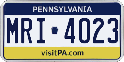 PA license plate MRI4023