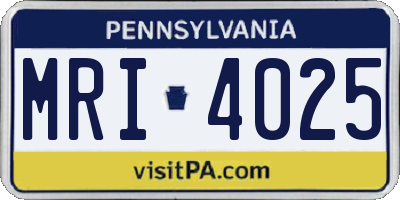 PA license plate MRI4025