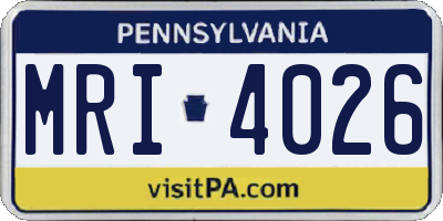 PA license plate MRI4026