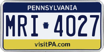 PA license plate MRI4027