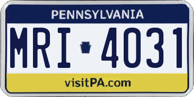 PA license plate MRI4031