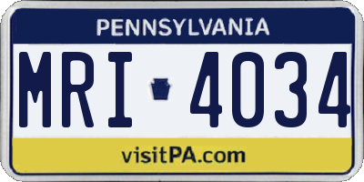 PA license plate MRI4034