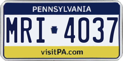 PA license plate MRI4037