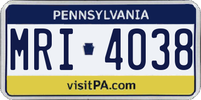 PA license plate MRI4038