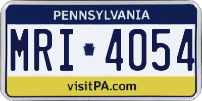 PA license plate MRI4054