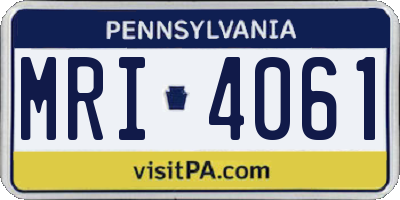 PA license plate MRI4061