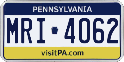 PA license plate MRI4062
