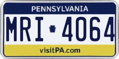 PA license plate MRI4064