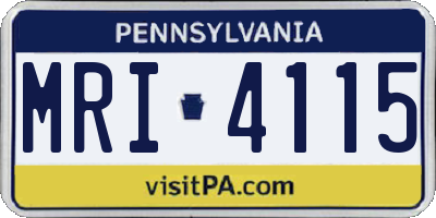 PA license plate MRI4115