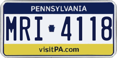 PA license plate MRI4118