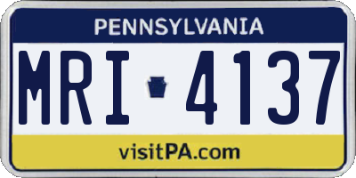 PA license plate MRI4137