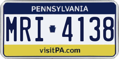PA license plate MRI4138