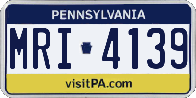 PA license plate MRI4139