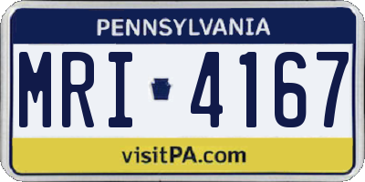 PA license plate MRI4167